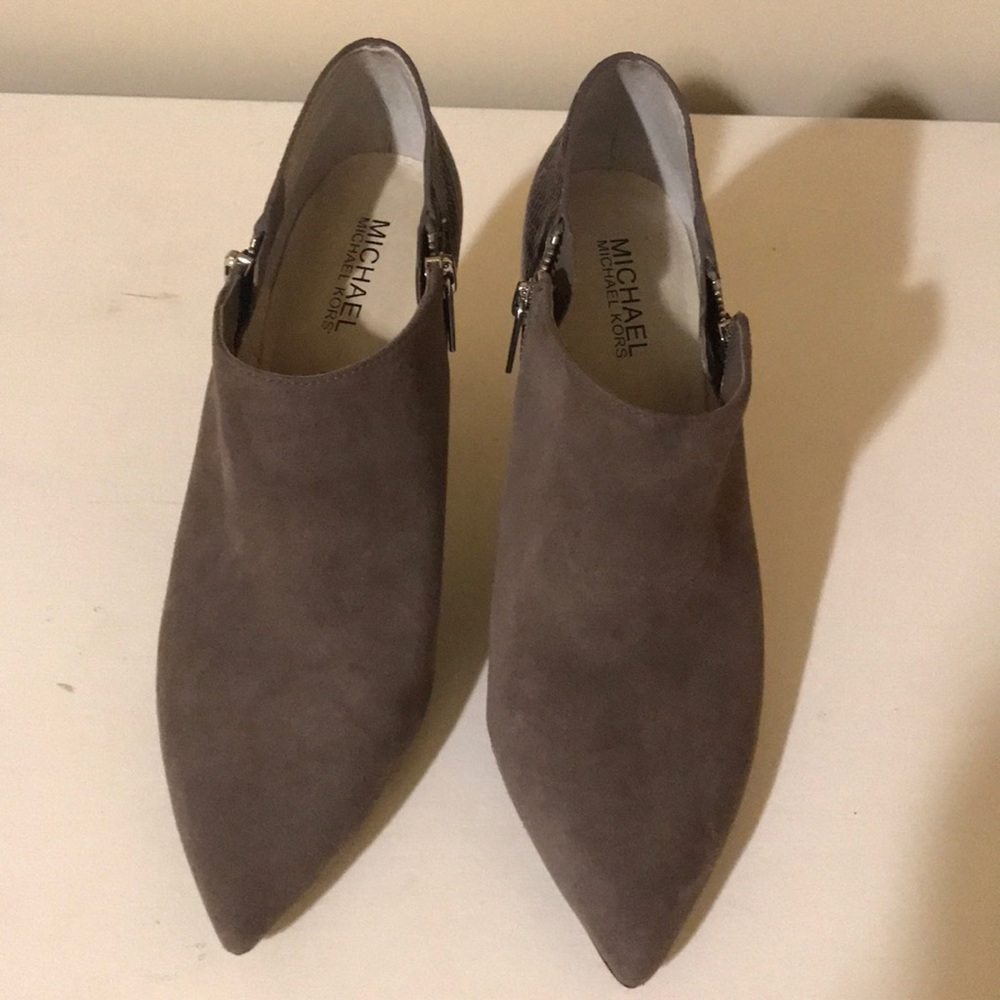 Michael Kors  Suede Snakeskin Print Booties